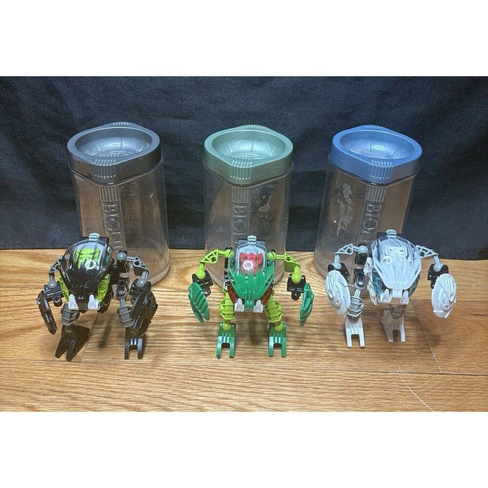 Lego Bionicle Bohrok Lot Of 3 Figures 100% Complete Canisters Kohrak Lehvak